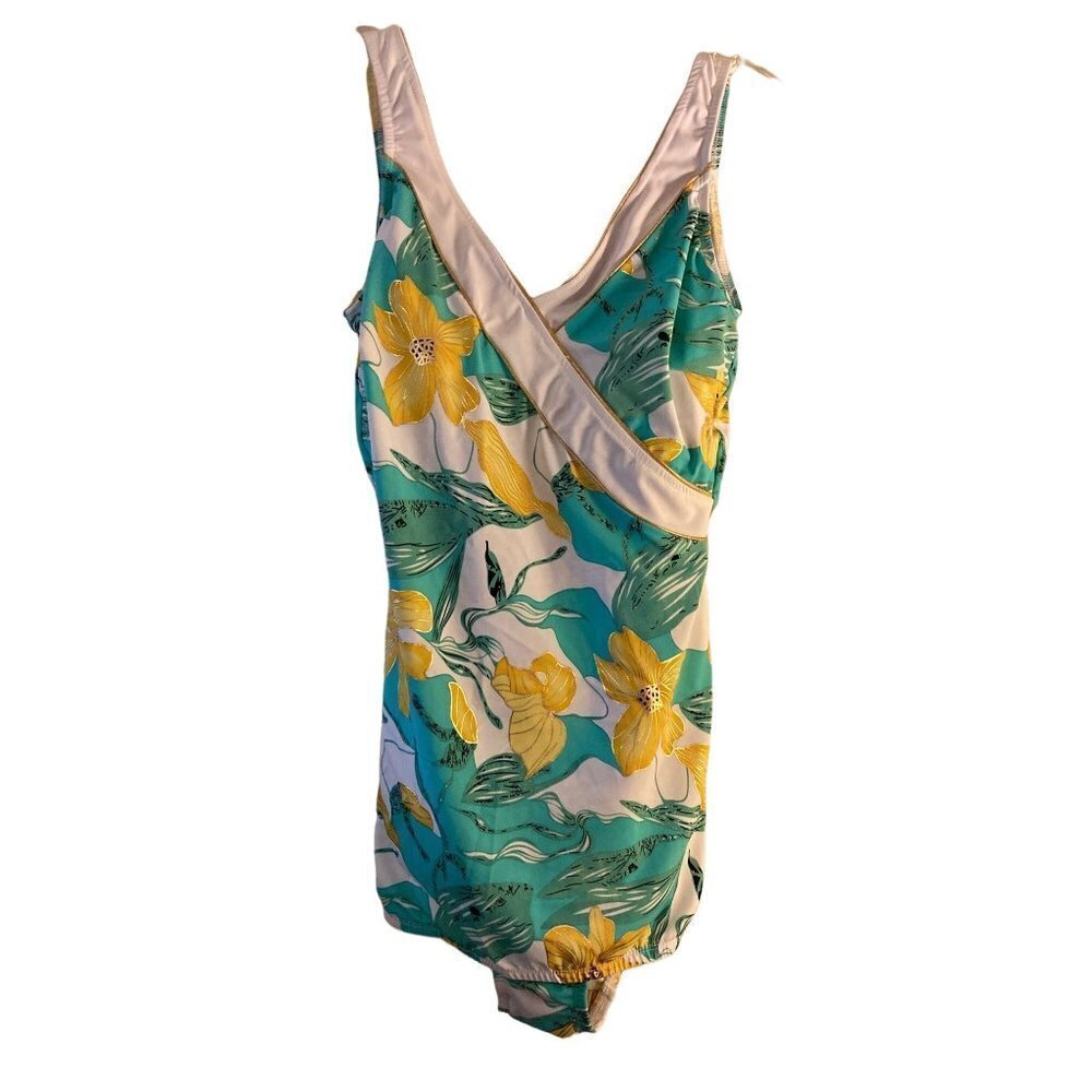 Ceeb Swimsuit Women's 1 Piece Tropical Floral Size 14 Shape Modest NWOT USA